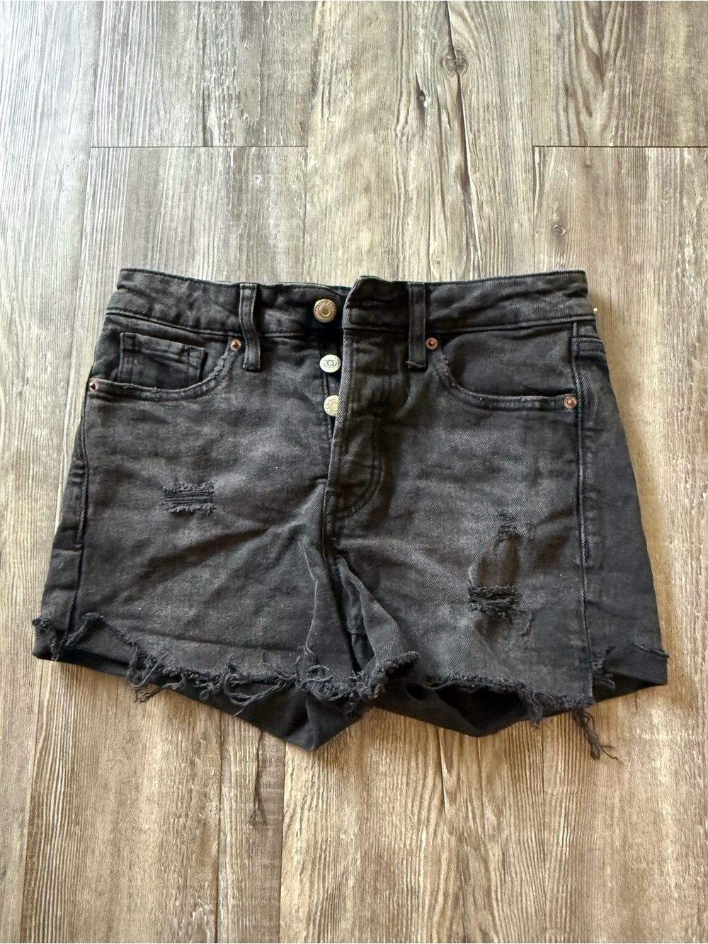 Old Navy Black Distressed Denim Cutoff Shorts